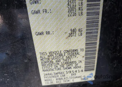 2014 Nissan Altima 2.5 S from USA, damaged, VIN 1N4AL3AP6EC195414